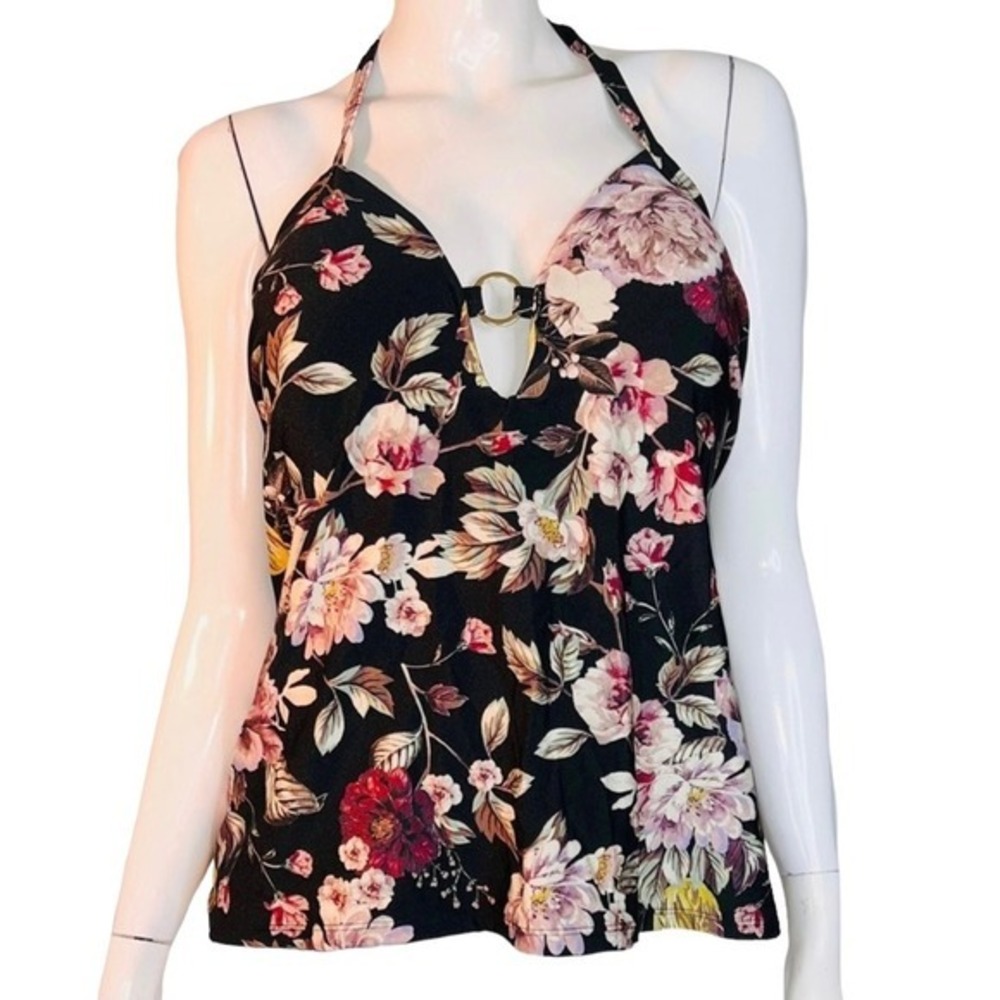RACHEL Rachel Roy Floral Print Halter Tankini Swimsuit Top